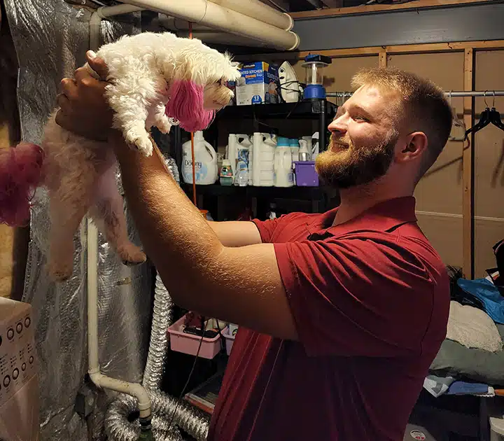 Spartan plumber with cute dog in Dayton, OH.